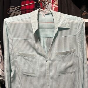 Express Light Blue Button-Up Blouse